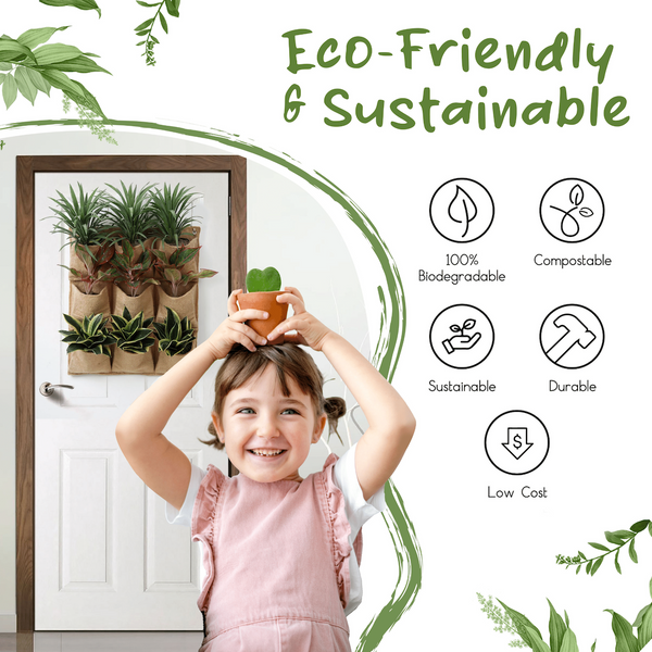 Jute Gardens 12-Pocket Vertical Living Wall Planter – Indoor/Outdoor Eco-Friendly Hanging Garden for Herbs, Flowers & Vegetables